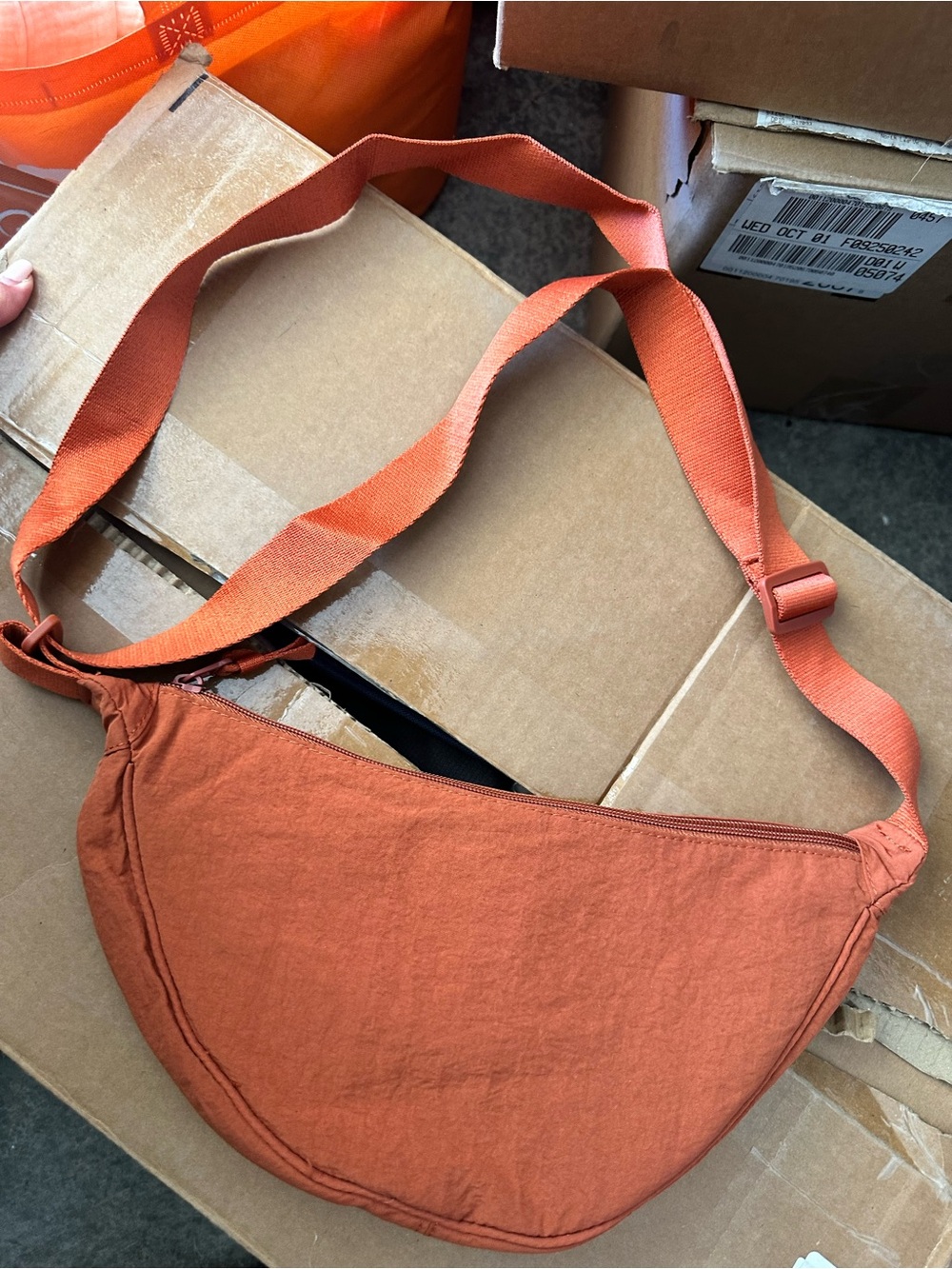 Unbranded Orange Crossbody Bag - Crescent Sling